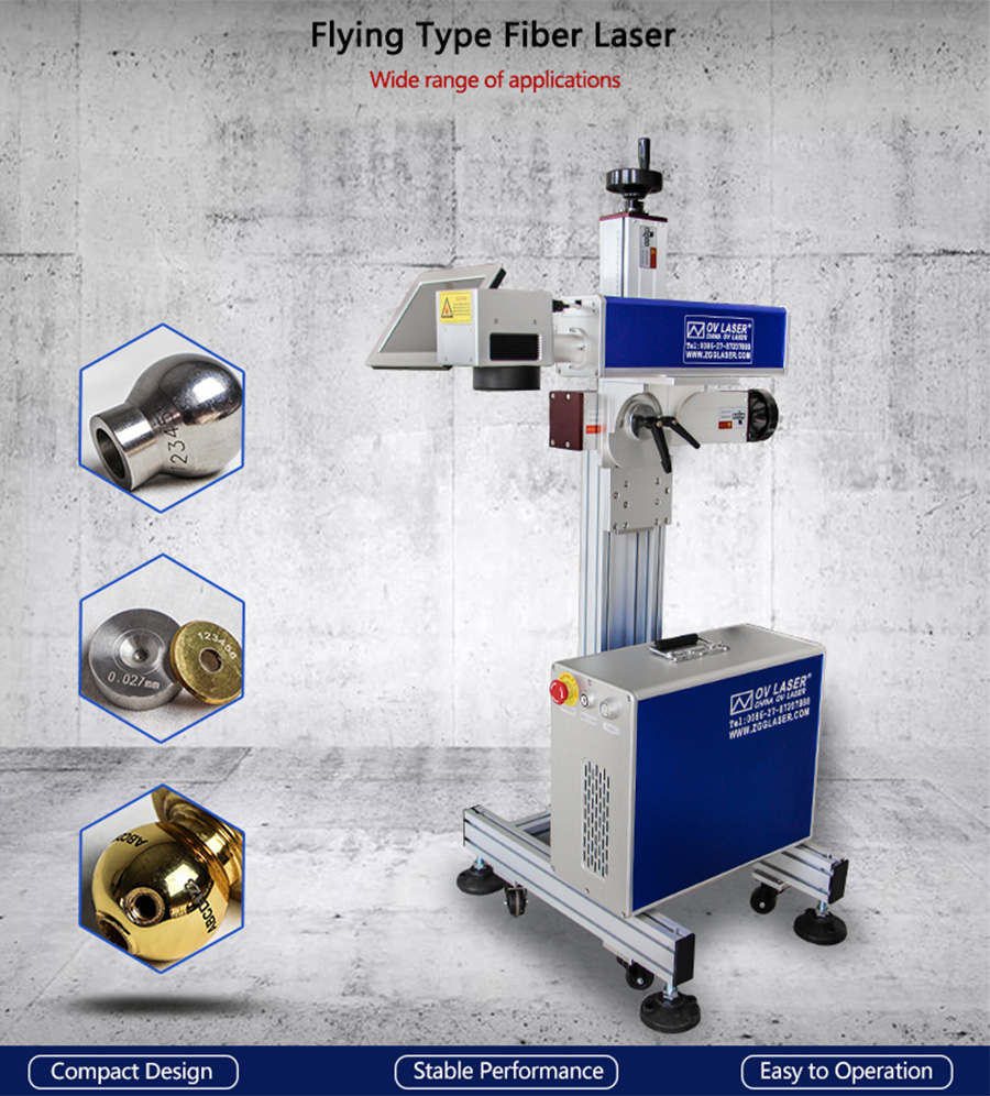 Factory price production line 30 Watt Flying fiber laser marking laser coding machine for date