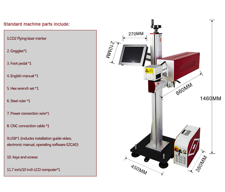 Ov Laser Date Desktop Fly 30watt Dynamic Flying Laser Marking Machine for Non Metal