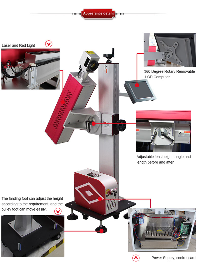 10w/30w/50w Laser Marking Machine Co2 Fly Marker on Pvc Plastic Pipe