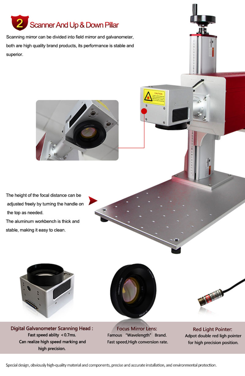 Double control 30W Co2 Laser Marking Glass Machine