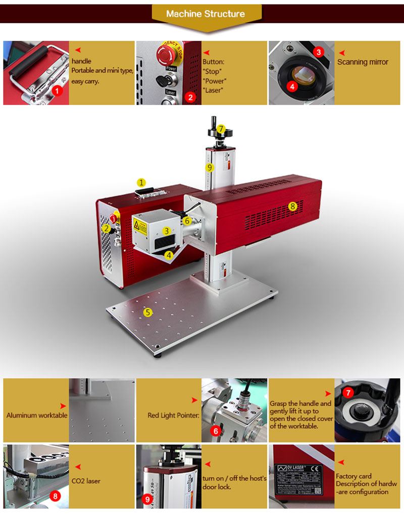 10w CO2 laser marking machine CO2 laser  engraver  for acrylic