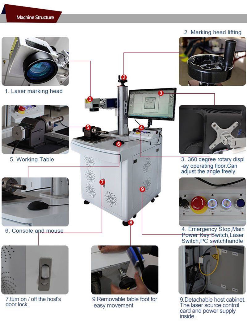 20w 30w Adjustable Flying Fiber Laser Marking Machine With Conveyor Belt For Pen