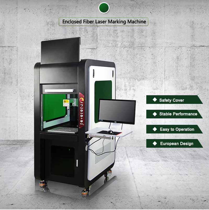 Large Enclosed type 20W 30W CE Air cooling fiber laser marking machine