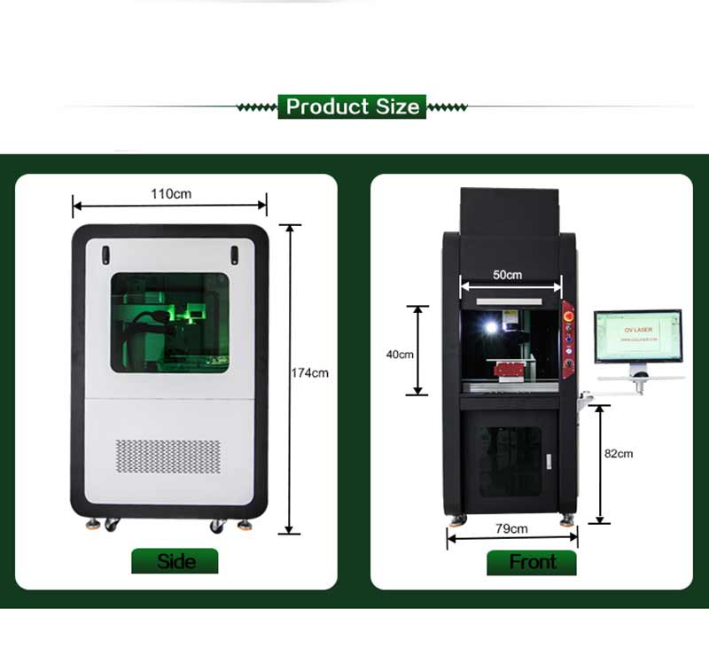 Large Enclosed type 20W 30W CE Air cooling fiber laser marking machine