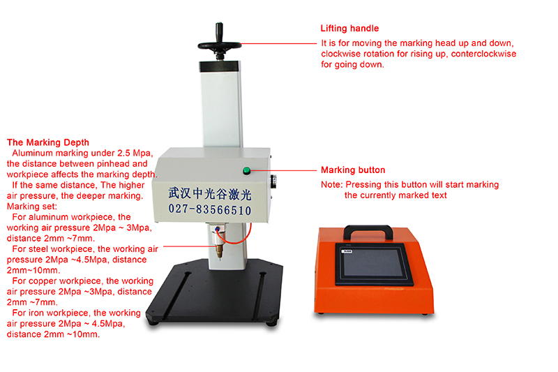 LCD Control Flat and Rotary Pneumatic Dot Peen Marking Machine for Metal And Hard Plastic