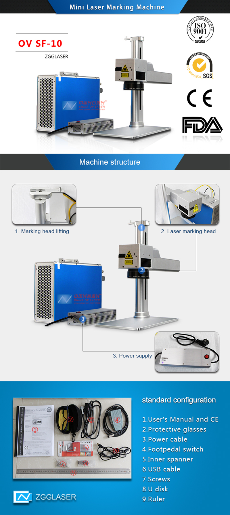 Mini Portable Fiber Laser Stample Engraving Machine for Metal and Plastic