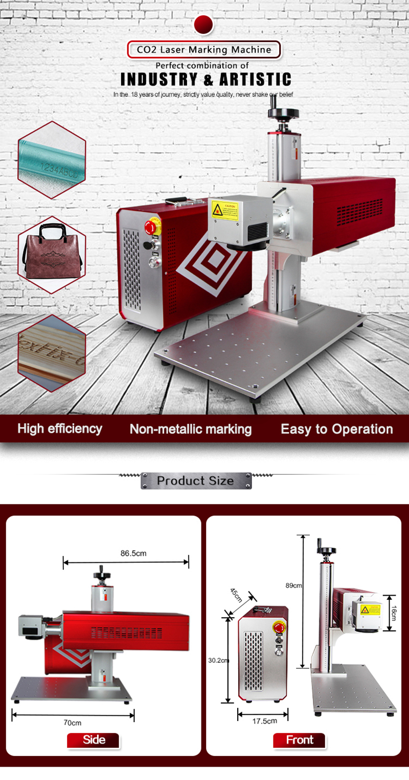 Portable CO2 Laser Marking Machine 30W for Leather Acrylic PMMA Plywood Wood