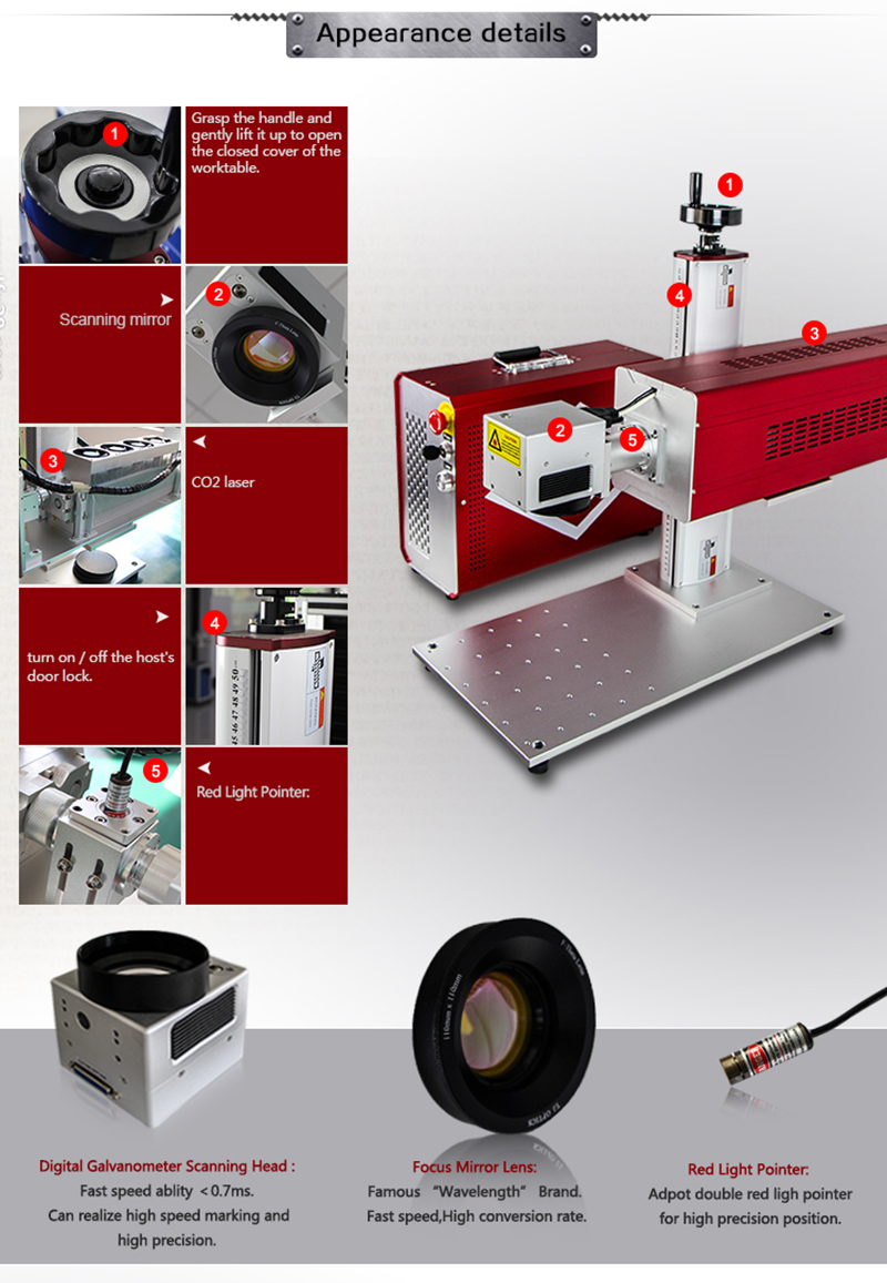 Portable CO2 Laser Marking Machine 30W for Leather Acrylic PMMA Plywood Wood