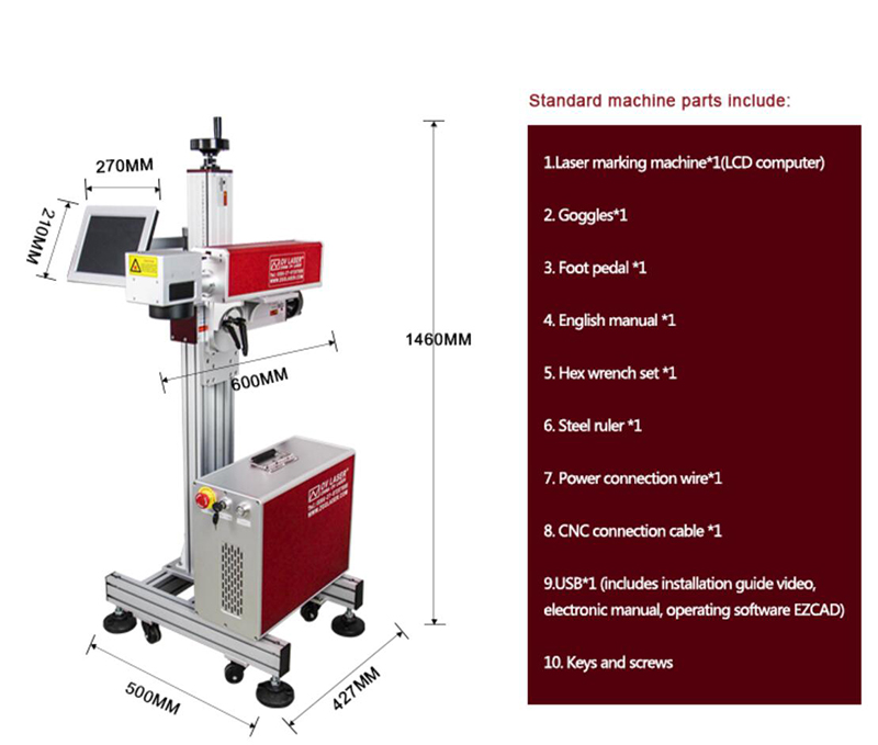 20W Production Line Flying Online Fiber Laser ABS PVC PU Marking Machine