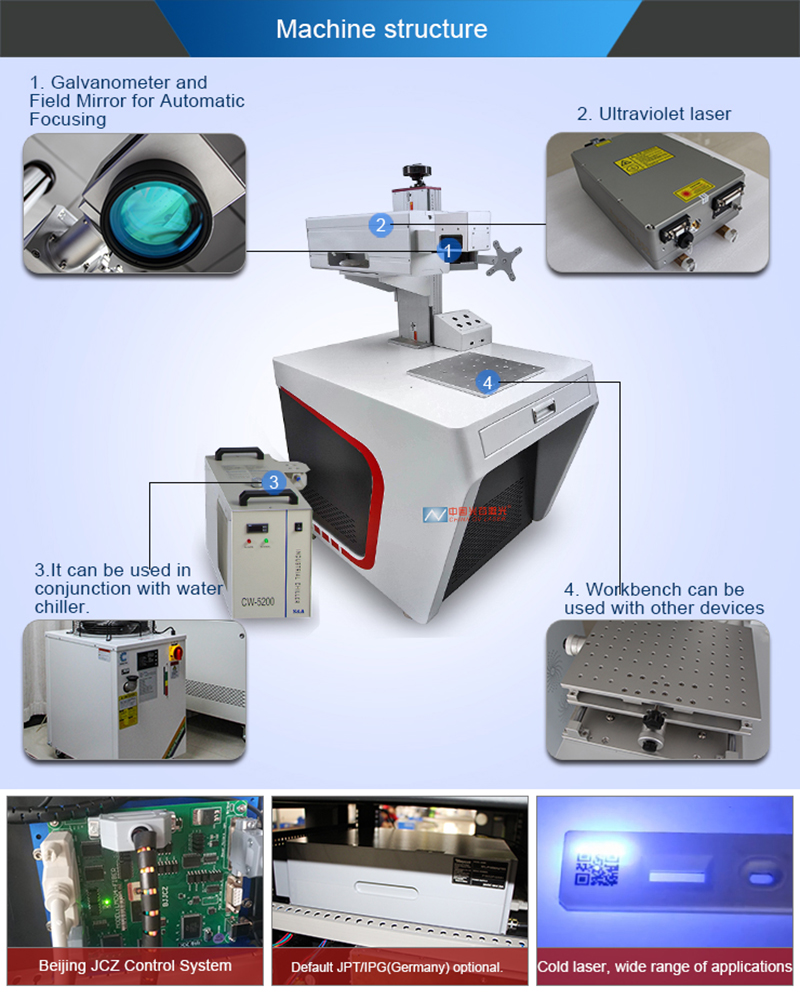 Table Type UV 3W 5W Laser Marking Machine for PVC PP PET Plastic