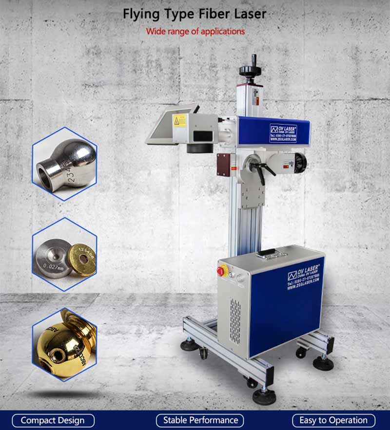 Raycus 30w 50w flying fiber laser marking machine for wire with belt