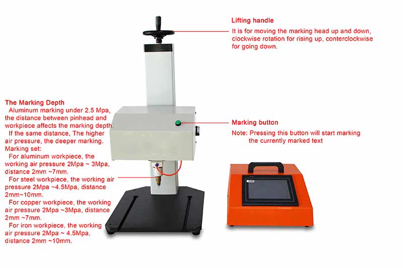 Pneumatic Marking Machine Dot Peen   Marking Machine  for Pump Nameplate