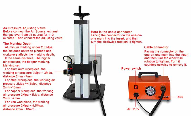 Pneumatic Marking Machine Dot Peen   Marking Machine  for Pump Nameplate