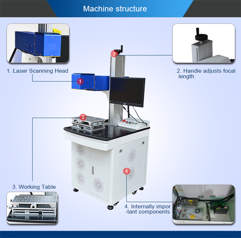 30W 50W 3D Metal Portable Optical Fiber Laser Marking Machine