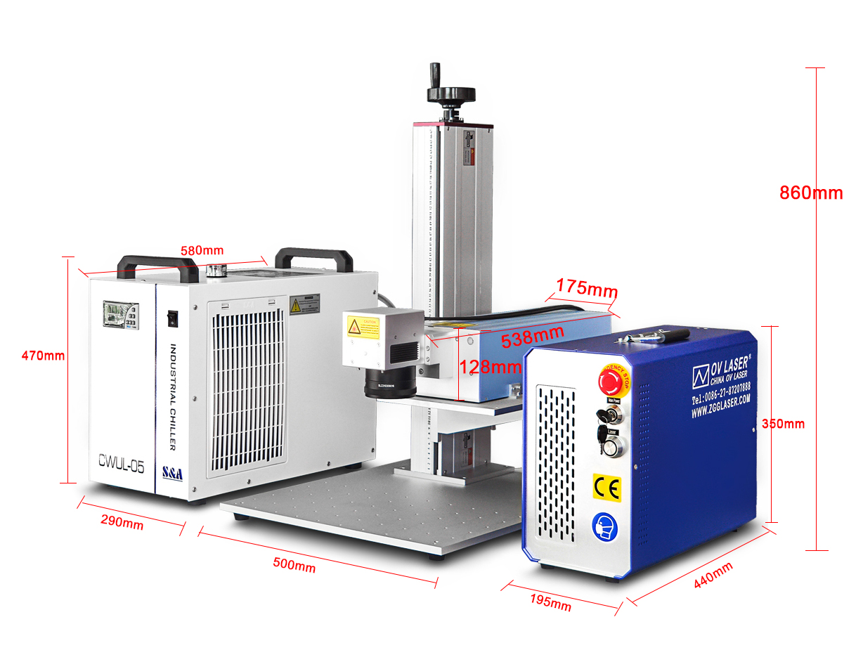 Glass Wood UV Laser Engraving Machine Huaray JPT 3W 5W UV Laser Marking Machine with Water Chiller