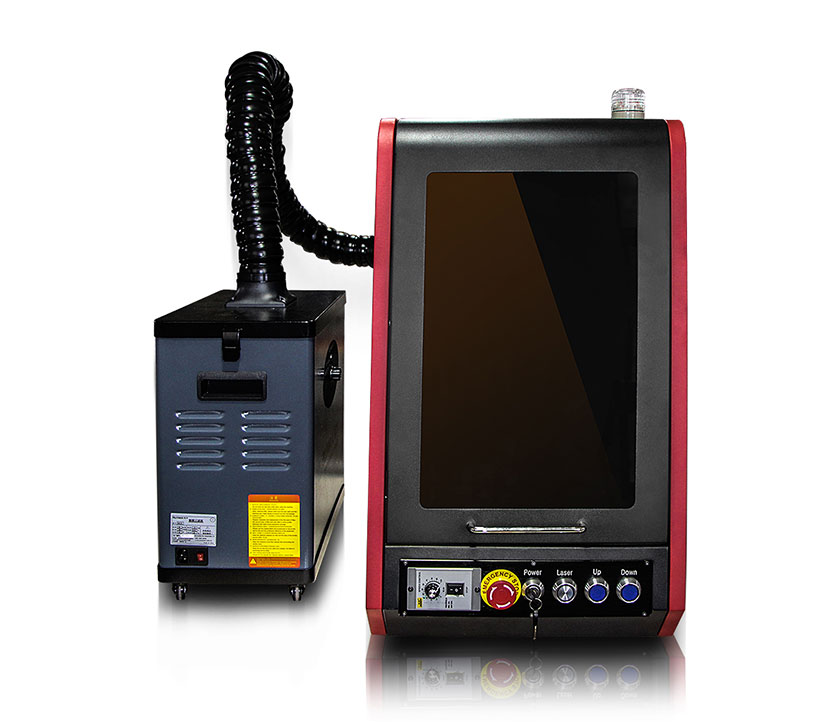 mini enclosed fume extractor   20w 30w jpt mopa fiber color  laser marking machine for stainless steel 