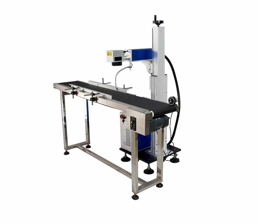 Raycus 30w 50w flying fiber laser marking machine for wire with belt 